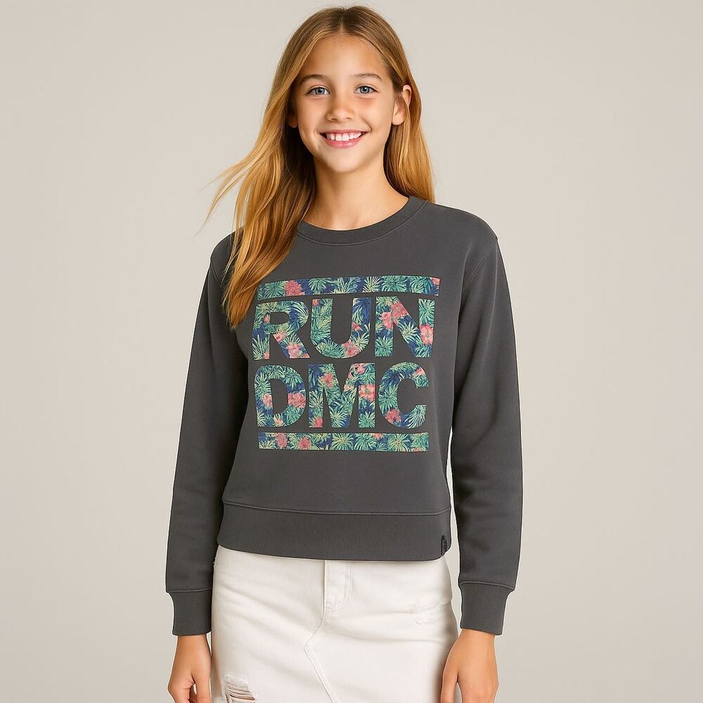 NWT Run DMC Dark Gray Sweatshirt Sz L 10/12 Girls